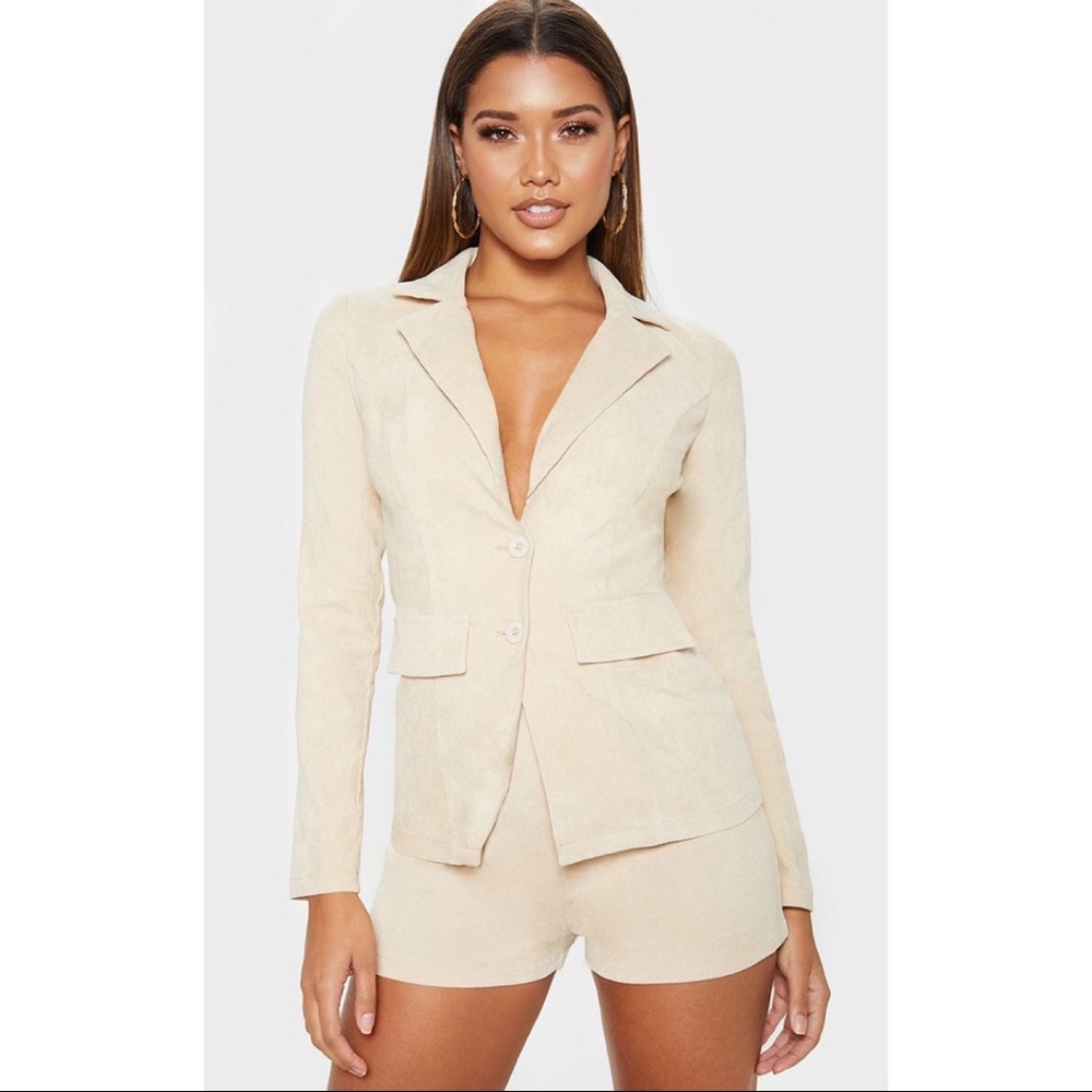 Stone cord high waisted shorts & blazer